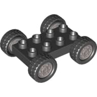 Duplo Car Base 2 x 4 with Fixed Axles - 27.5 Silver Wheels and Black Tires