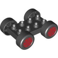 Duplo Car Base, 2 x 4 with Black Tires and Red Hubs Print