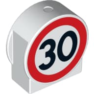 Duplo Brick 1 x 3 x 2 Round Top, Cut Away Sides Road Sign with 30 Print