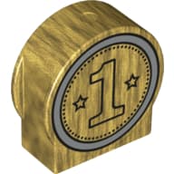 Duplo Brick 1 x 3 x 2 Round Top, Cut Away Sides with '1' and Two Stars Print