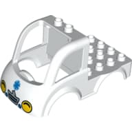 Duplo Car Body Truck 4 x 4 Flatbed with 2 Top Studs, Grille and Headlights, EMT Star of Life Print