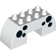 Duplo Brick 2 x 6 x 2 Curved with 2 x 2 Cutout on Bottom with Black Spots Print