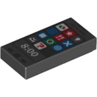 Tile 1 x 2 with Smart Phone Octan, Star and other Icons and '8:00' Print