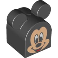 Duplo Brick 2 x 2 x 2 Curved Top with Round Ears with Mickey Mouse Print