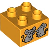 Duplo Brick 2 x 2 with Two Mice Print
