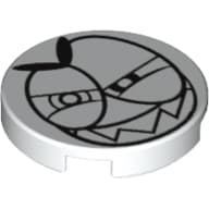Tile Round 2 x 2 with Bottom Stud Holder with Grinning Nixel Face Print