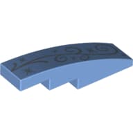 Slope Curved 4 x 1 No Studs with Cinderella Scrollwork Print [Stud Holder with Symmetric Ridges]