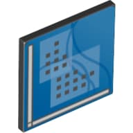 Road Sign Clip-on 2 x 2 Square [Thick Open O Clip] with Curved Blue Lines and Small Black Squares Print