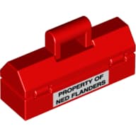 Toolbox with Black 'PROPERTY OF NED FLANDERS' on White Rectangle Print