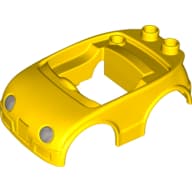 Duplo Car Body with 2 Studs on Back and Silver Headlights Print