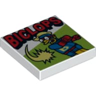 Tile 2 x 2 with Red 'BICLOPS' Print