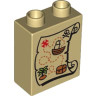 Duplo Brick 1 x 2 x 2 with Treasure Map Print