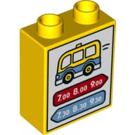 Duplo Brick 1 x 2 x 2 with Bottom Tube and Bus Schedule Print