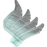 Large Figure Wing, Feathered with Axle Hole and Marbled Trans-Light Blue Pattern