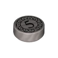 Tile Round 1 x 1 with Black Coin Print with 5 Mark