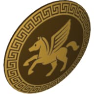 Shield Round with Rounded Front and Gold Winged Horse Print