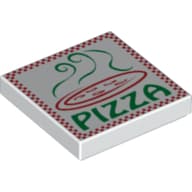 Tile 2 x 2 with Red and Green Pizza Takeout Box Print