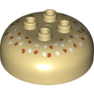 Duplo Brick Round 4 x 4 Dome Top with 2 x 2 Studs - Dark Orange and White Seeds Print