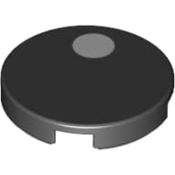 Tile Round 2 x 2 with Bottom Stud Holder with White Dot Print