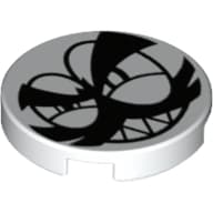 Tile Round 2 x 2 with Bottom Stud Holder with Grinning Nixel Face Print