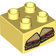 Duplo Brick 2 x 2 with 2 Sandwich Halves Print