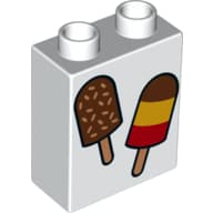Duplo Brick 1 x 2 x 2 with Bottom Tube - 2 Ice Cream Treats on Sticks print