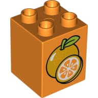 Duplo Brick 2 x 2 x 2 with Oranges Print