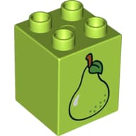 Duplo Brick 2 x 2 x 2 with Pear Print