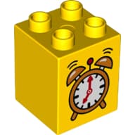Duplo Brick 2 x 2 x 2 with Alarm Clock Print