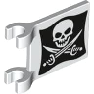 Flag 2 x 2 Square [Thick Clips] with Skull and Crossed Cutlasses (Jolly Roger) Print