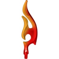 Wave / Flame Rounded Double with Axle with Marbled Bright Light Orange Pattern