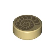 Tile Round 1 x 1 with Ammonite Fossil Print