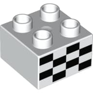Duplo Brick 2 x 2 with Black Checkered Print