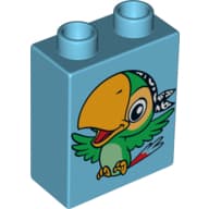 Duplo Brick 1 x 2 x 2 with Bird Skully the Parrot Print