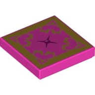 Tile 2 x 2 with Gold and Magenta Oriental Cushion Print