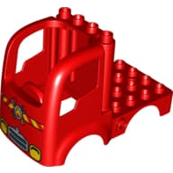 Duplo Car Body Truck 4 x 4 Flatbed with 4 Top Studs - Headlights and Fire Logo Print
