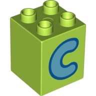 Duplo Brick 2 x 2 x 2 with Medium Azure 'C' Print