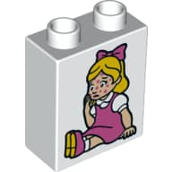 Duplo Brick 1 x 2 x 2 with Bottom Tube and Sick Girl Print