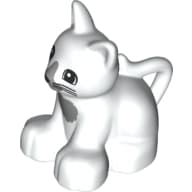 Duplo Animal Cat / Kitten Sitting with Gray Nose and Chest Print