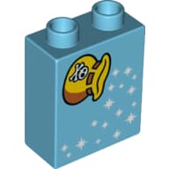 Duplo Brick 1 x 2 x 2 with Bottom Tube and Pouch with Skull and Stars Print