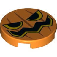 Tile Round 2 x 2 with Bottom Stud Holder with Pumpkin Face Print
