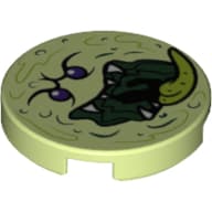 Tile Round 2 x 2 with Bottom Stud Holder with Ghost Face Print