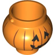 Minifig Pot Small with Handle Holders and Jack O' Lantern with Angular Eyes Print