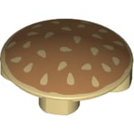Plate Round 2 x 2 with Rounded Bottom [Boat Stud] with Hamburger Bun Print