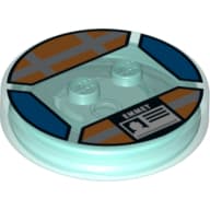 Function Brick Round 4 x 4 x 2/3 with 2 Studs and ID Badge with 'EMMET' Print