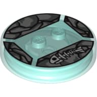 Function Brick Round 4 x 4 x 2/3 with 2 Studs and White Fish Skeleton and Gray Stones Print