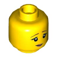 Minifig Head, Brown Eyebrows, Peach Lips, Pensive Smile / Scared Print