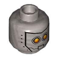 Minifig Head Bot, Yellow Robot Eyes, Mask with Metal Bolts, Closed Mouth / Open Mouth Print