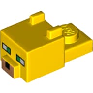 Animal Body Part, Cat Head 1 x 2 with Cube with Ears, Nose and Pixelated Face print (Ocelot)