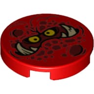 Tile Round 2 x 2 with Bottom Stud Holder with Nexo Knights Globlin Face Print
